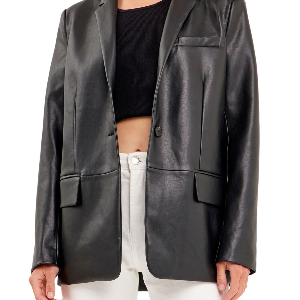 Endless Rose Faux Leather Blazer